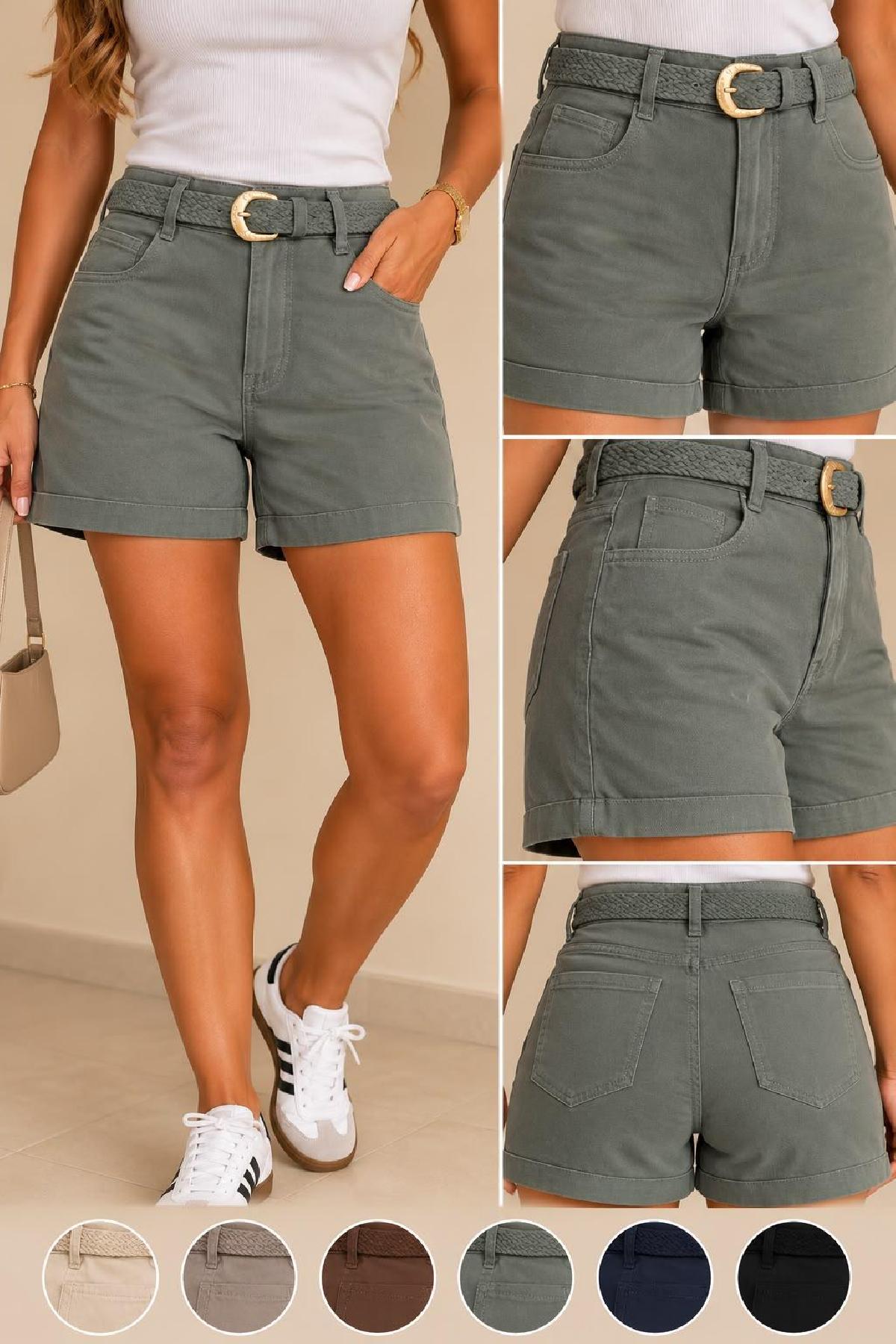 Foto do produto Shorts Lin Sp Cinto  Marrom