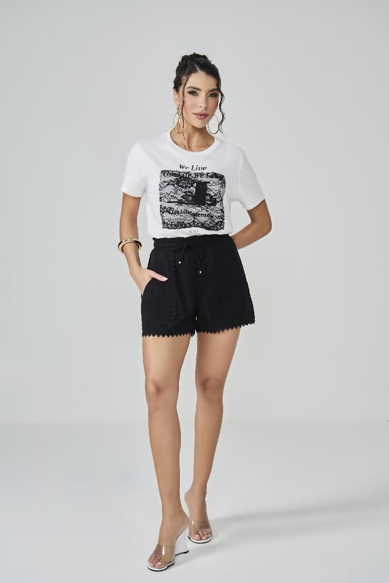 Foto do produto  T-shirt Six One Estampa De Renda Preto