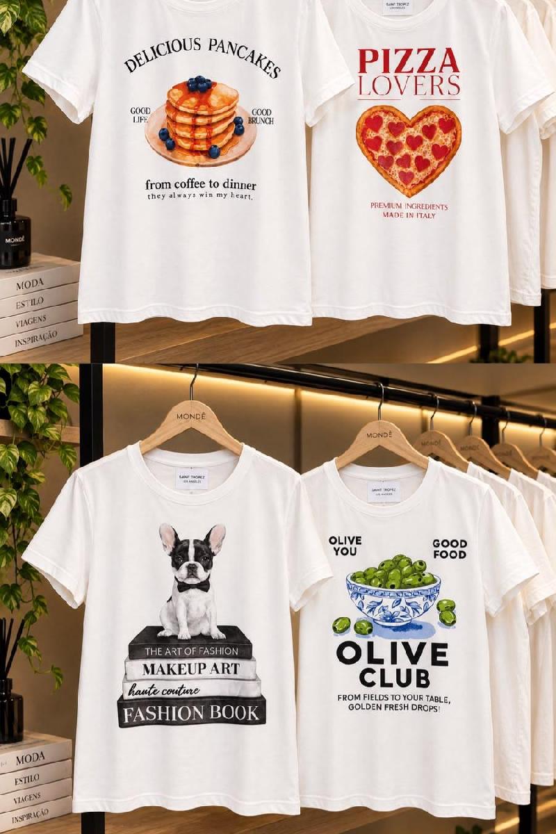 Foto do produto  T-shirt Vintage Estampada  Pizza