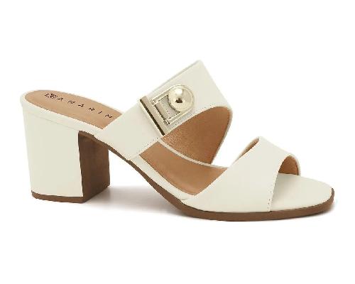 Foto do produto  Tamanco Ramarim Salto Bloco Tira Larga Off White