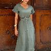 Foto do produto Vestido Anne Blanc Marsala F22352026 Cinto Midi Verde Oliva