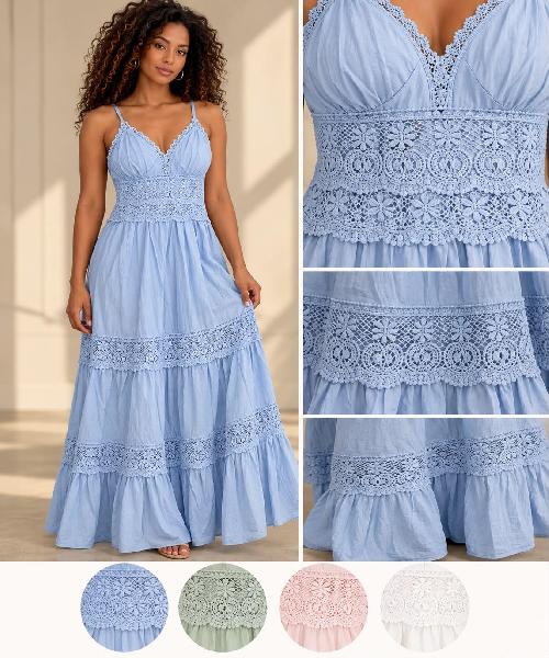 Foto do produto  Vestido Longo Soso Modas Broderi Verde