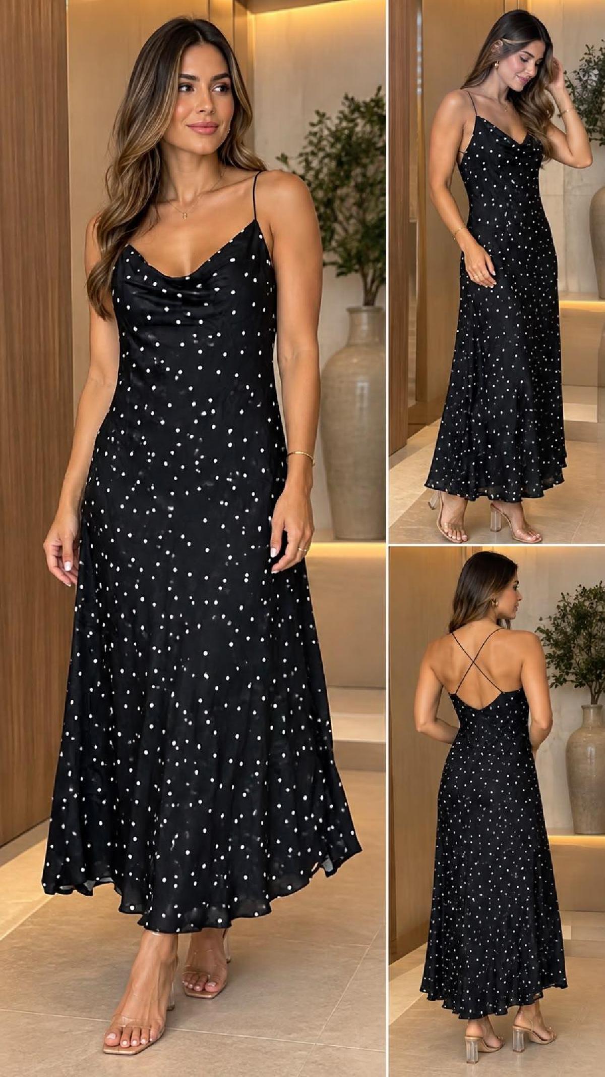 Foto do produto Vestido Six One Midi Frente Unica Poa