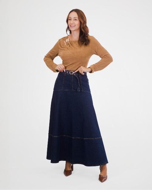 Foto do produto  Saia Deliz Jeans Escuro Jeans Escuro