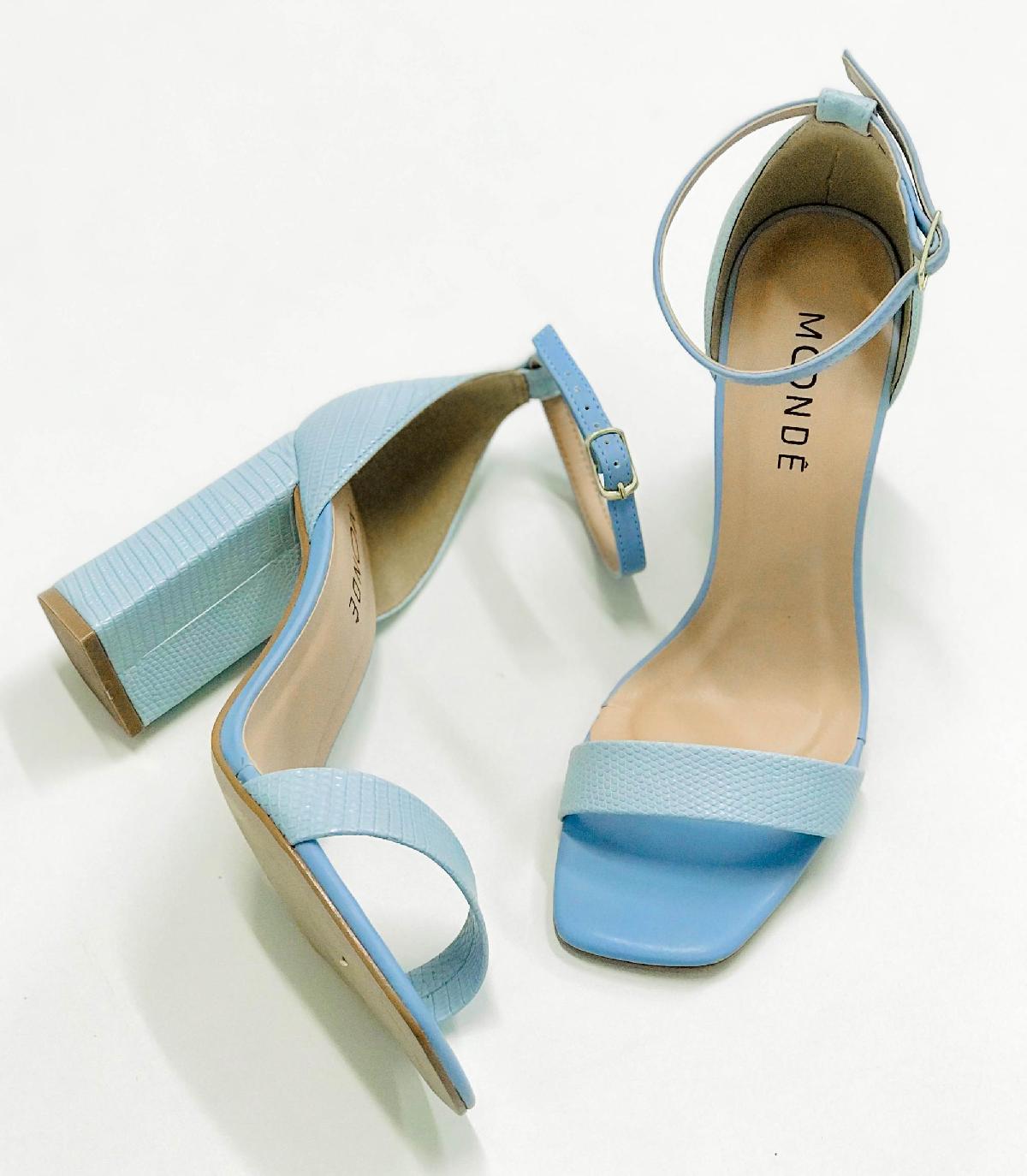 Foto do produto Sandalia Salto Alto Mondê Azul Bebe