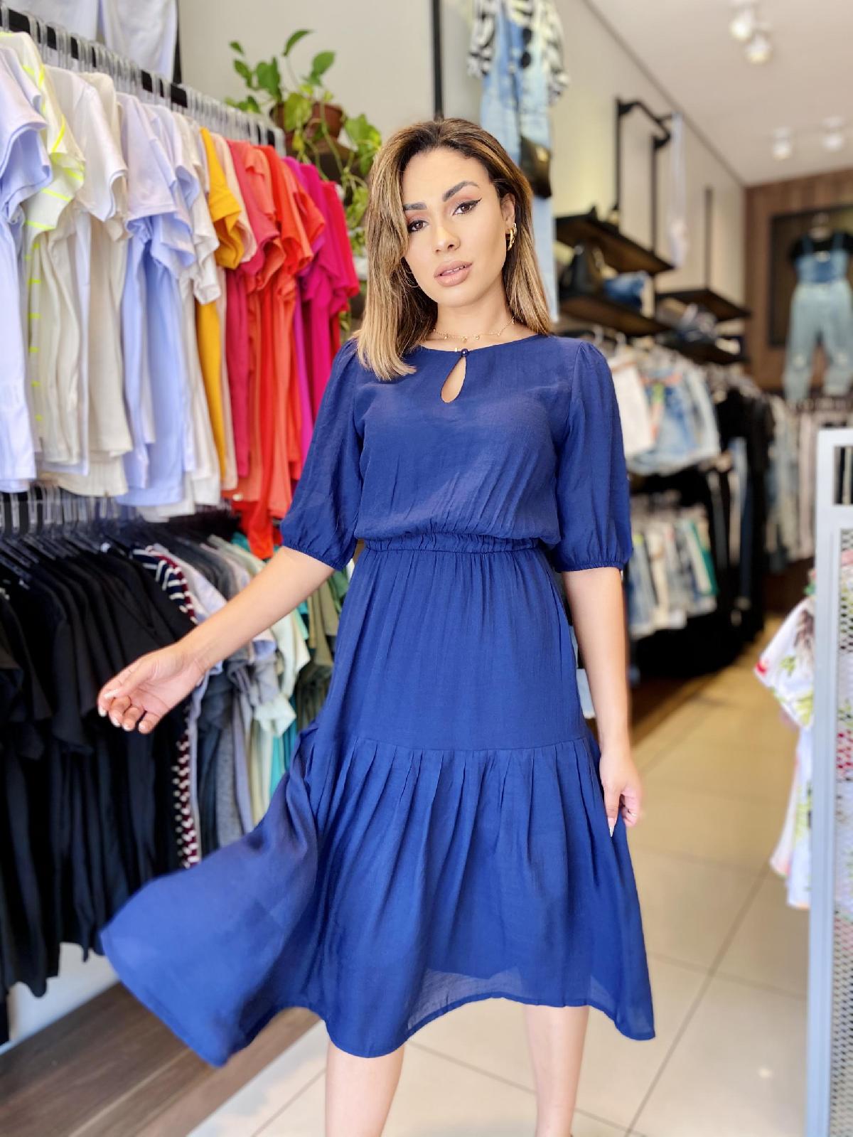 Foto do produto Vestido Cabocla E6452 Azul Marinho