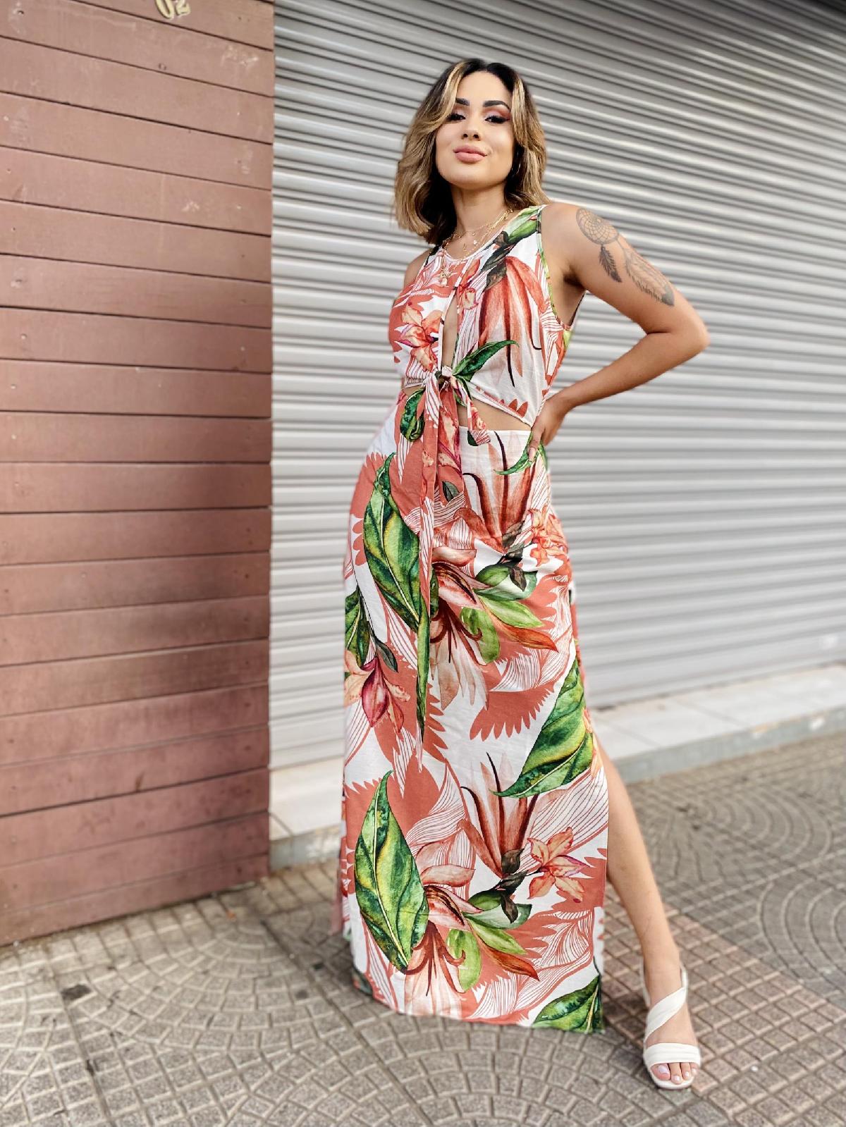 Foto do produto Vestido Longo Deliz F90416 Estampada